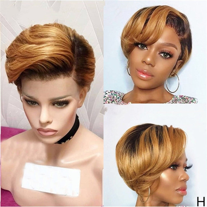 Ombre Short Bob Pixie Cut Lace Front Hair Wigs