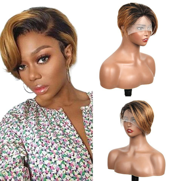 Ombre Short Bob Pixie Cut Lace Front Hair Wigs